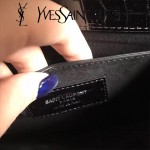 YSL 441972E 舒淇同款黑色原版鱷魚紋牛皮小號單肩斜挎包