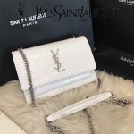 YSL 452157E-2 人氣熱銷sunset白色原版鱷魚紋牛皮mini單肩斜挎包