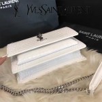 YSL 452157E-2 人氣熱銷sunset白色原版鱷魚紋牛皮mini單肩斜挎包