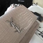 YSL 452157E-5 人氣熱銷sunset裸色原版鱷魚紋牛皮mini單肩斜挎包