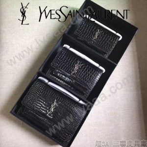 YSL 442906E 高端新款女士黑色原版鱷魚紋牛皮大號單肩斜挎包