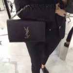 YSL 446753E 名媛必備kate bag黑色原版鱷魚紋牛皮單肩斜挎包