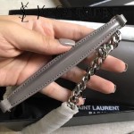 YSL 442906-2 王子文鄭秀文同款灰色原單牙籤紋牛皮小號單肩斜挎包