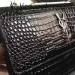 YSL 442906E 高端新款女士黑色原版鱷魚紋牛皮大號單肩斜挎包