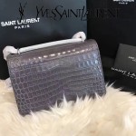 YSL 452157E-4 人氣熱銷sunset灰色原版鱷魚紋牛皮mini單肩斜挎包