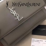 YSL 442906-6 王子文鄭秀文同款灰色原單牙籤紋牛皮大號單肩斜挎包