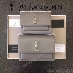 YSL 442906-6 王子文鄭秀文同款灰色原單牙籤紋牛皮大號單肩斜挎包