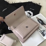 YSL 452157E-5 人氣熱銷sunset裸色原版鱷魚紋牛皮mini單肩斜挎包