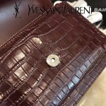 YSL 452157E-3 人氣熱銷sunset棗紅色原版鱷魚紋牛皮mini單肩斜挎包