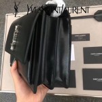 YSL 442906-4 王子文鄭秀文同款黑色原單牙籤紋牛皮大號單肩斜挎包
