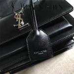 YSL 442906-3 王子文鄭秀文同款黑色原單牙籤紋牛皮小號單肩斜挎包