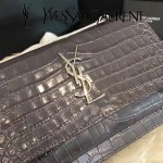 YSL 452157E-4 人氣熱銷sunset灰色原版鱷魚紋牛皮mini單肩斜挎包
