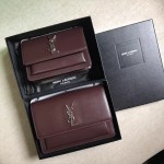 YSL 442906 王子文鄭秀文同款棗紅色原單牙籤紋牛皮小號單肩斜挎包