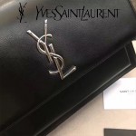 YSL 442906-4 王子文鄭秀文同款黑色原單牙籤紋牛皮大號單肩斜挎包