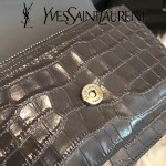 YSL 452157E-4 人氣熱銷sunset灰色原版鱷魚紋牛皮mini單肩斜挎包