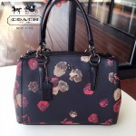 COACH-55538 經典殺手款花卉印花系列中間磁釦兩側拉鏈小號手提肩背包