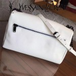 YSL 438176Q-2 專櫃同步白色原版魚子醬皮槍色五金單肩斜挎包