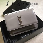 YSL 442906-2 王子文鄭秀文同款灰色原單牙籤紋牛皮小號單肩斜挎包