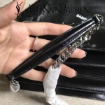 YSL 442906-3 王子文鄭秀文同款黑色原單牙籤紋牛皮小號單肩斜挎包
