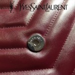 YSL 459749-3 時尚百搭棗紅色原版羊皮大容量單肩斜挎包