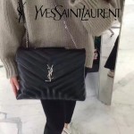 YSL 459749 時尚百搭黑色原版羊皮大容量單肩斜挎包