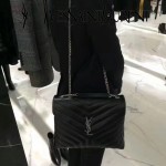 YSL 459749 時尚百搭黑色原版羊皮大容量單肩斜挎包