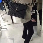 YSL 459749 時尚百搭黑色原版羊皮大容量單肩斜挎包