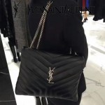 YSL 459749 時尚百搭黑色原版羊皮大容量單肩斜挎包