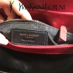 YSL 467072-2 專櫃同步新款棗紅色原版小牛皮單肩斜挎包翻蓋包
