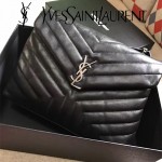 YSL 459749 時尚百搭黑色原版羊皮大容量單肩斜挎包