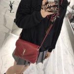 YSL 467072-2 專櫃同步新款棗紅色原版小牛皮單肩斜挎包翻蓋包