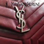 YSL 459749-3 時尚百搭棗紅色原版羊皮大容量單肩斜挎包