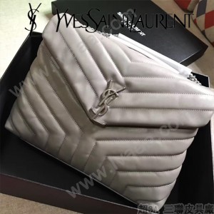 YSL 459749-2 時尚百搭灰色原版羊皮大容量單肩斜挎包