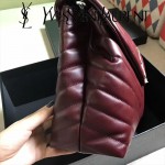 YSL 459749-3 時尚百搭棗紅色原版羊皮大容量單肩斜挎包