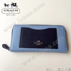 COACH-57605-2 全新時尚新款手掌紋拼色全皮女士長款拉鏈錢包