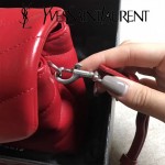 YSL 467072-2 專櫃同步新款棗紅色原版小牛皮單肩斜挎包翻蓋包
