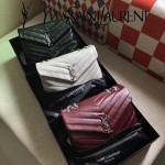 YSL 459749-3 時尚百搭棗紅色原版羊皮大容量單肩斜挎包