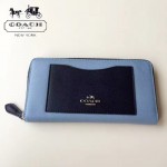 COACH-57605-2 全新時尚新款手掌紋拼色全皮女士長款拉鏈錢包