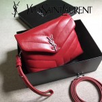 YSL 467072-2 專櫃同步新款棗紅色原版小牛皮單肩斜挎包翻蓋包