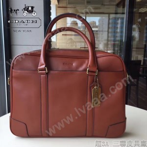 COACH-70901 男士商務手提包真皮橫款拉鏈封口實用單肩電腦公文包