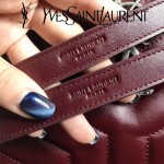 YSL 459749-3 時尚百搭棗紅色原版羊皮大容量單肩斜挎包
