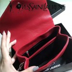 YSL 467072-2 專櫃同步新款棗紅色原版小牛皮單肩斜挎包翻蓋包