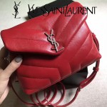 YSL 467072-2 專櫃同步新款棗紅色原版小牛皮單肩斜挎包翻蓋包