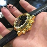 ROLEX-012-8 新款商務男士宇宙型迪通拿瑞士機芯土豪金皮帶款腕錶