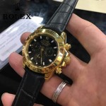 ROLEX-012-8 新款商務男士宇宙型迪通拿瑞士機芯土豪金皮帶款腕錶