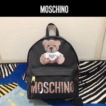 Moschino-070 專櫃復刻版本紙殼泰迪小熊黑色牛皮休閒雙肩包書包