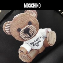 Moschino-070 專櫃復刻版本紙殼泰迪小熊黑色牛皮休閒雙肩包書包