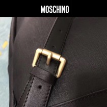 Moschino-070 專櫃復刻版本紙殼泰迪小熊黑色牛皮休閒雙肩包書包