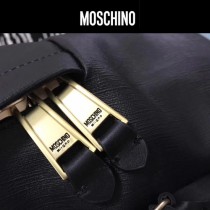 Moschino-070 專櫃復刻版本紙殼泰迪小熊黑色牛皮休閒雙肩包書包