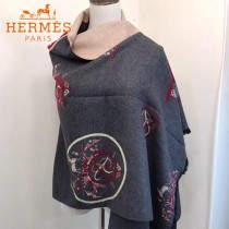 HERMES-0110特價圍巾 愛馬仕秋冬新款馬拉車標誌圖案羊毛混紡加厚款圍巾披肩